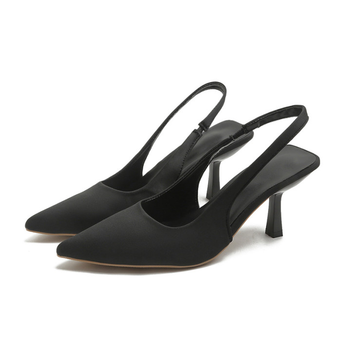 Women's Slingback High Heels, Solid Color Pointed Toe Slip On Stiletto Heels, Versatile Dress Sandals