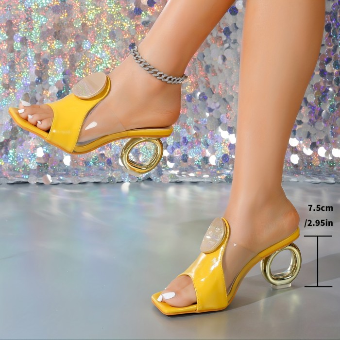 Women's Special High Heel Sandals, Fashion Square Open Toe Dress Pumps, Stylish Slip On Heels