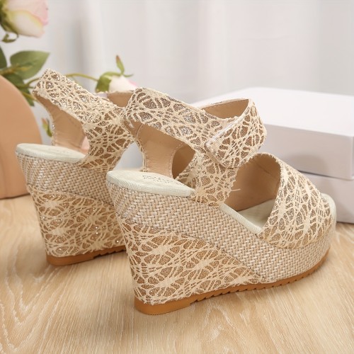 Women's Peep Toe Wedge Sandals, Casual Elegant Slingback Platform Heels, All-Match Going Out Sandals for Holiday