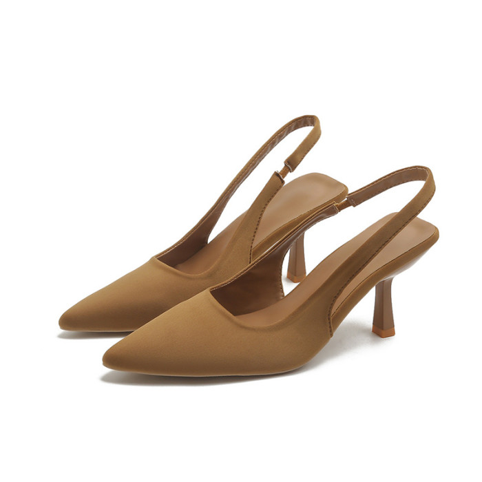 Women's Slingback High Heels, Solid Color Pointed Toe Slip On Stiletto Heels, Versatile Dress Sandals