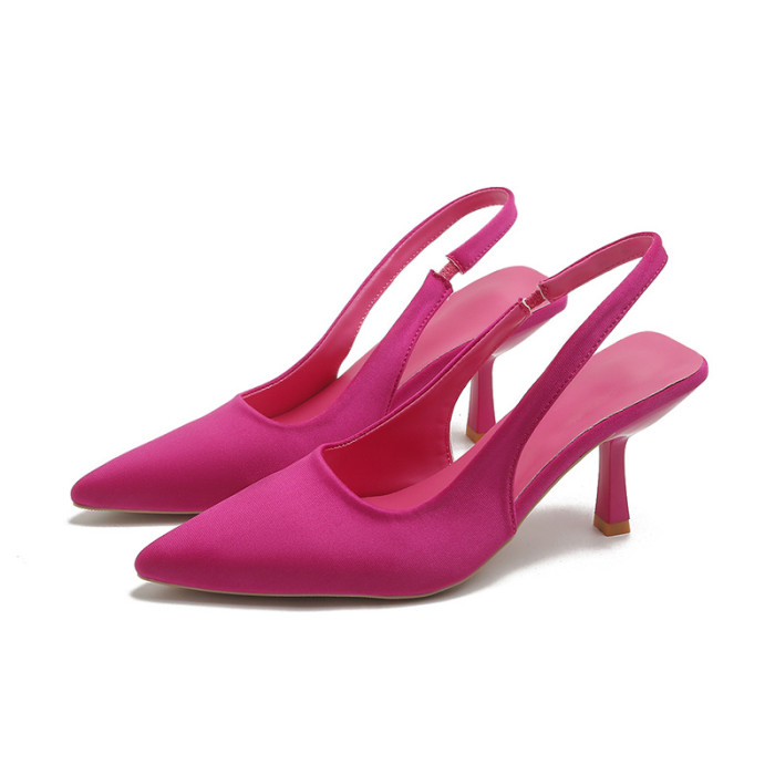 Women's Slingback High Heels, Solid Color Pointed Toe Slip On Stiletto Heels, Versatile Dress Sandals