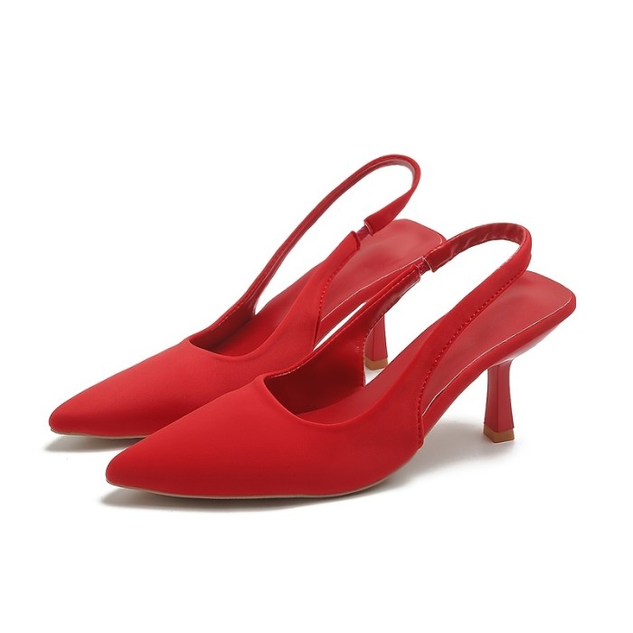 Women's Slingback High Heels, Solid Color Pointed Toe Slip On Stiletto Heels, Versatile Dress Sandals