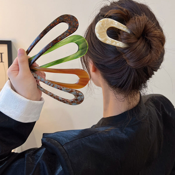 1pc Vintage U Shaped Hairpin Acetic Acid Hair Fork Barrettes Chignon Bun Hair Stick Headwear Hair Accessories