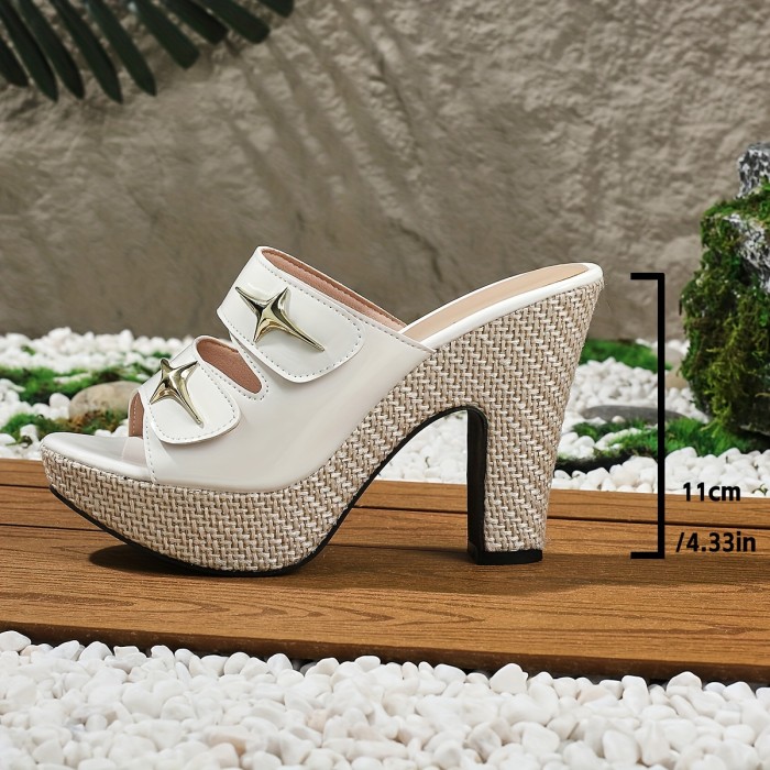 Women's Trendy High Heel Sandals, Fashion Open Toe Dress Pumps, Stylish Slip On Heels