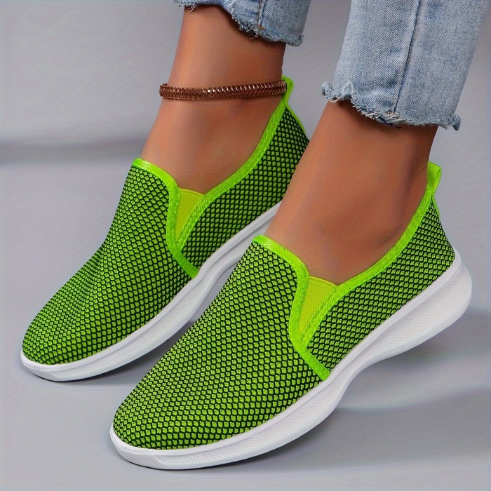 Women's Slip-On Walking Shoes, Breathable Mesh Casual Sneakers, Lightweight And Comfortable Athletic Shoes For Everyday Wear