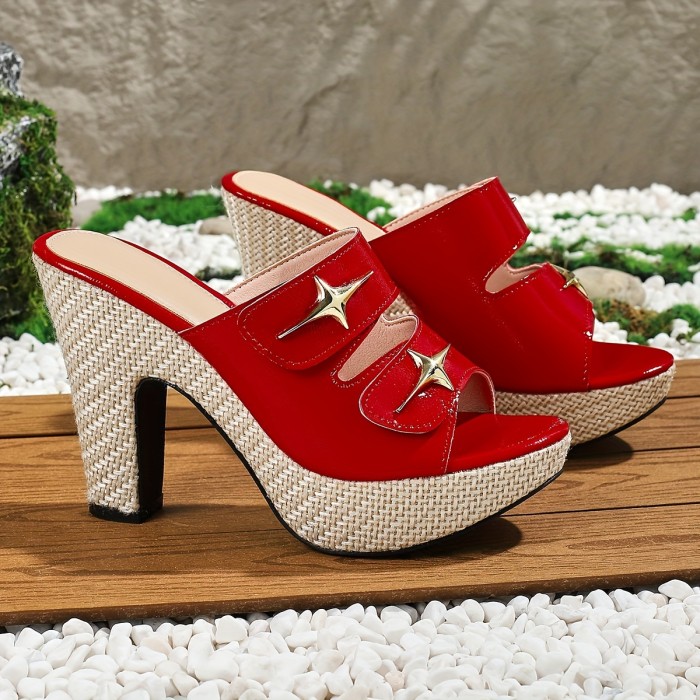 Women's Trendy High Heel Sandals, Fashion Open Toe Dress Pumps, Stylish Slip On Heels