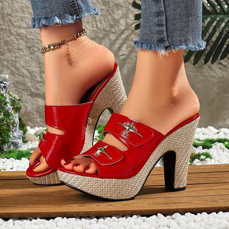 Women's Trendy High Heel Sandals, Fashion Open Toe Dress Pumps, Stylish Slip On Heels