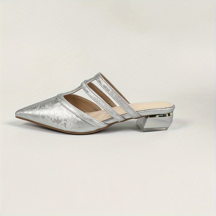 Women's Chunky Heel Sandals, Fashion Point Toe Dress Pumps, Stylish Slip On Summer Sandals