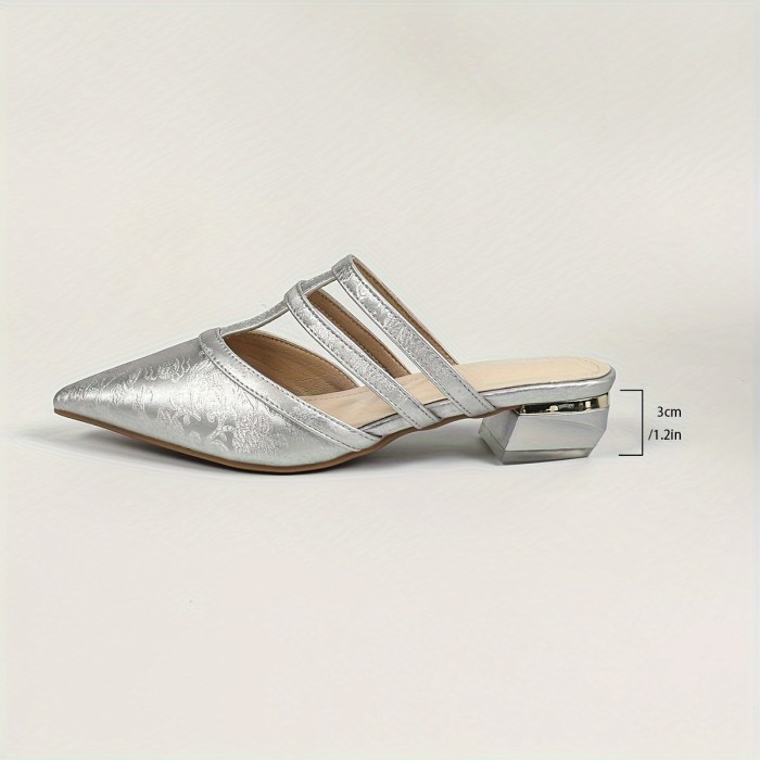Women's Chunky Heel Sandals, Fashion Point Toe Dress Pumps, Stylish Slip On Summer Sandals