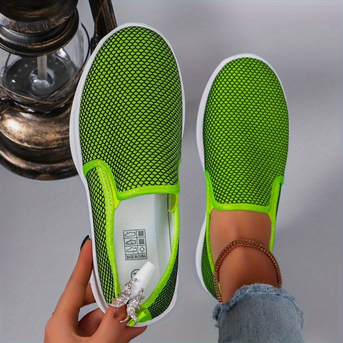 Women's Slip-On Walking Shoes, Breathable Mesh Casual Sneakers, Lightweight And Comfortable Athletic Shoes For Everyday Wear