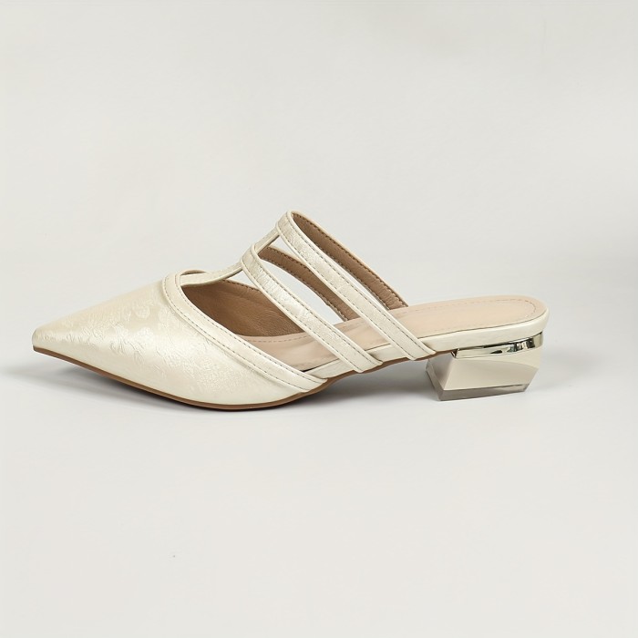 Women's Chunky Heel Sandals, Fashion Point Toe Dress Pumps, Stylish Slip On Summer Sandals