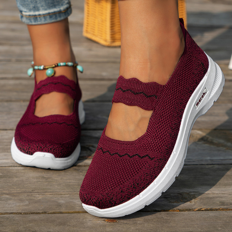 Women's Stylish Knitted Sneakers, Lightweight Soft Sole Walking Slip On Shoes, Breathable Low-top Daily Footwear