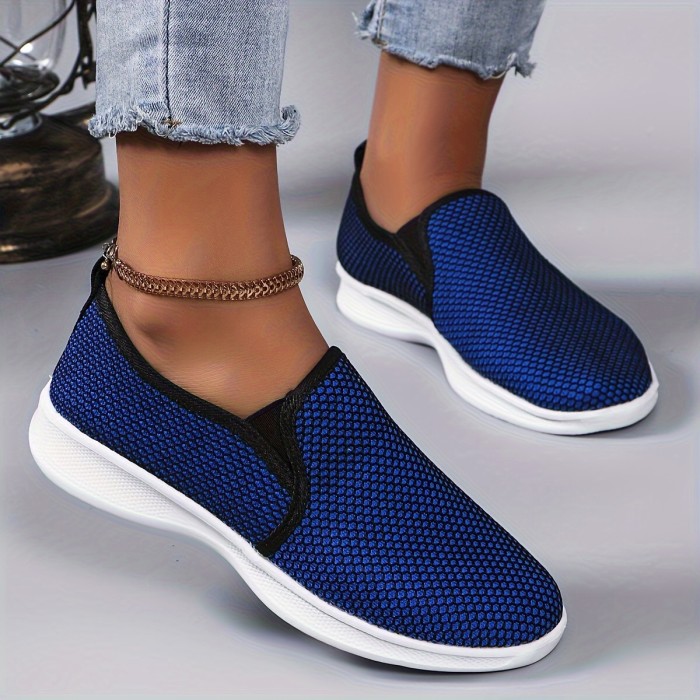Women's Slip-On Walking Shoes, Breathable Mesh Casual Sneakers, Lightweight And Comfortable Athletic Shoes For Everyday Wear