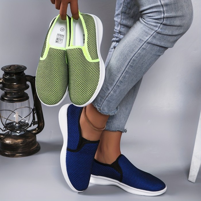 Women's Slip-On Walking Shoes, Breathable Mesh Casual Sneakers, Lightweight And Comfortable Athletic Shoes For Everyday Wear