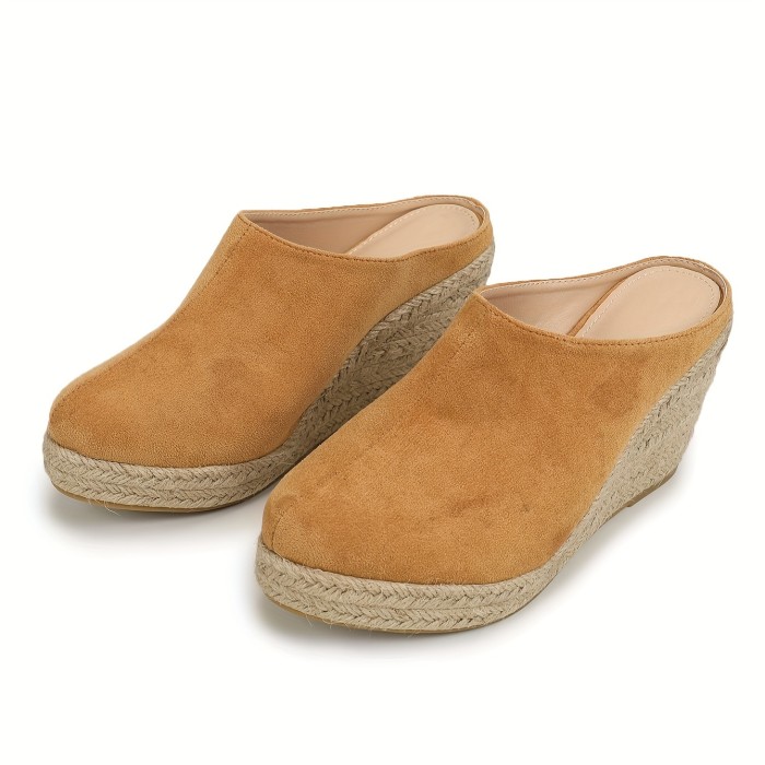 Women's Espadrille Wedge Sandals, Comfy Closed Toe Backless Slip On Heels, Casual Summer Backless Sandals