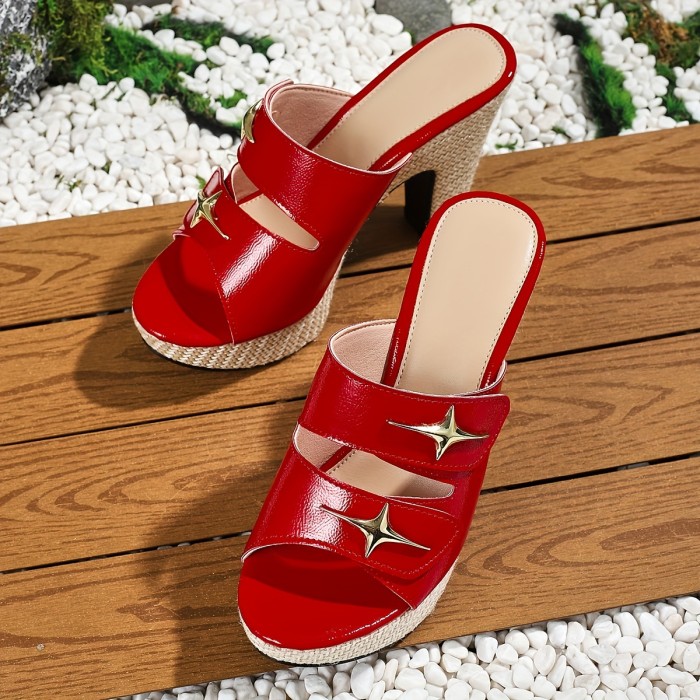 Women's Trendy High Heel Sandals, Fashion Open Toe Dress Pumps, Stylish Slip On Heels