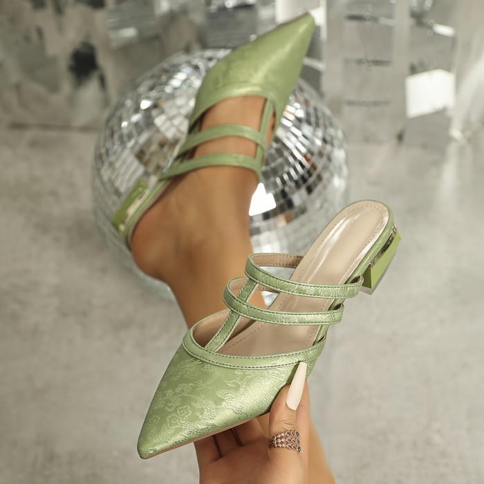 Women's Chunky Heel Sandals, Fashion Point Toe Dress Pumps, Stylish Slip On Summer Sandals