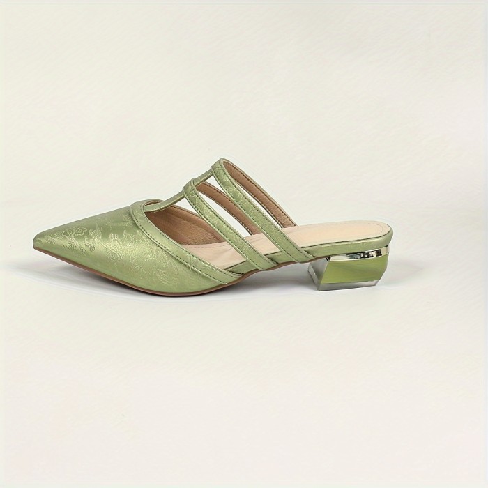 Women's Chunky Heel Sandals, Fashion Point Toe Dress Pumps, Stylish Slip On Summer Sandals