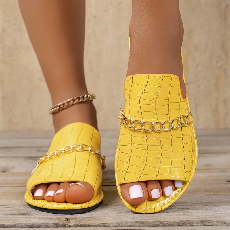Women's Solid Color Stylish Sandals, Slip On Lightweight Soft Sole Summer Slides, Vacation Non-slip Beach Slides