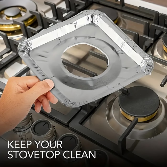 50pcs Gas Stove Burner Cover, Disposable Aluminum Stove Burner Lining, 8.5 \