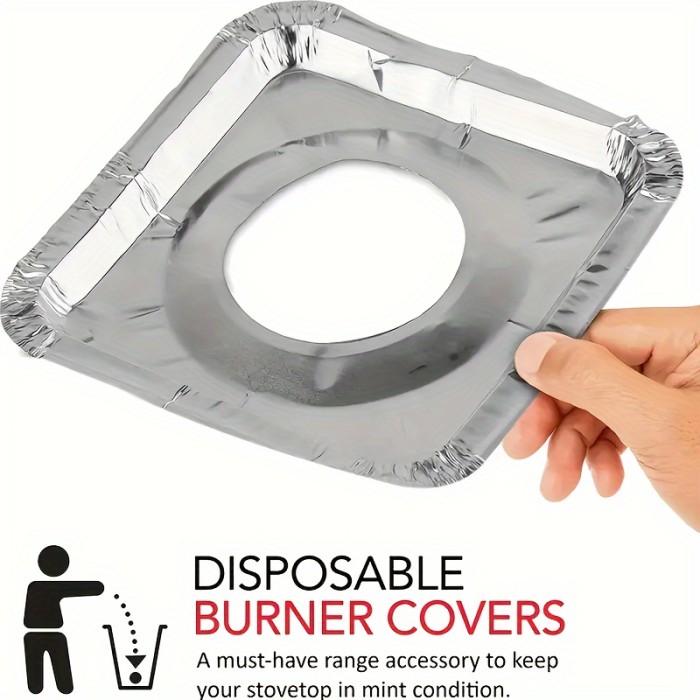50pcs Gas Stove Burner Cover, Disposable Aluminum Stove Burner Lining, 8.5 \