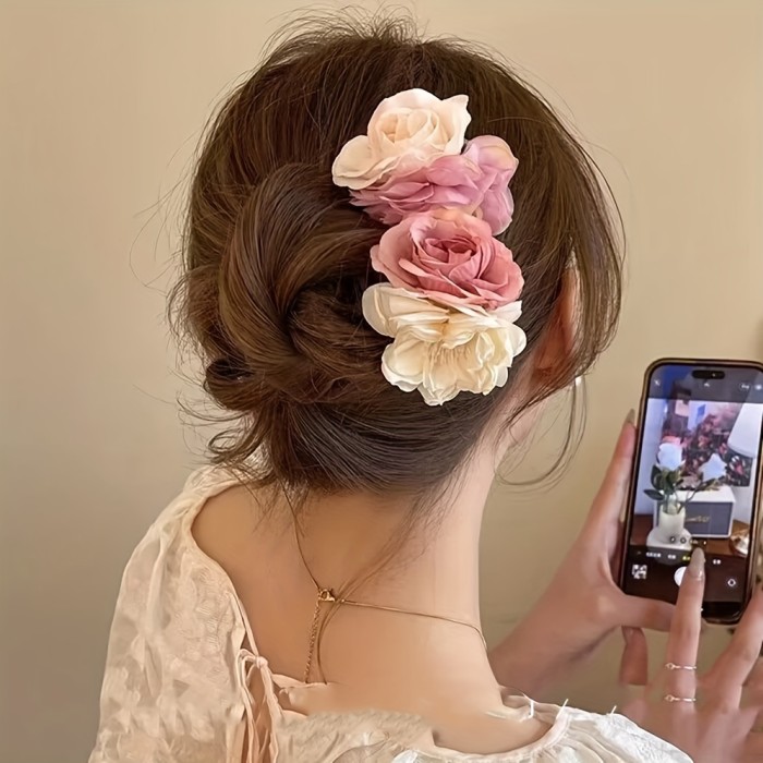 1pc Vintage Style U-Shaped Hairpin For Women, Floral Hair Clip, Traditional Artificial Dried Flower Hair Accessory For Elegant Updos