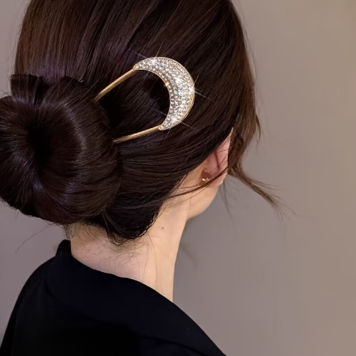 1pc, Elegant Vintage Versatile Shiny Rhinestones U Shape Hairpin, Women Girls Casual Party Outdoor Decors, Princess Fairy Style Hair Accessories, Gift Photo Props