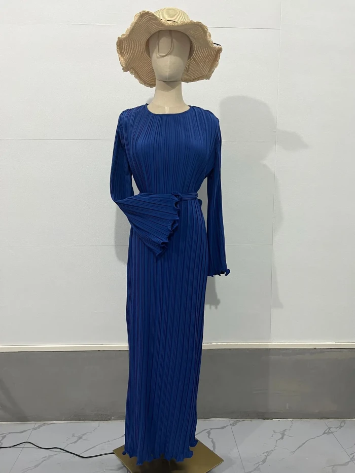 Womens Fashion Pleated Trumpet Sleeve Elegant Party Holiday Maxi Dresses