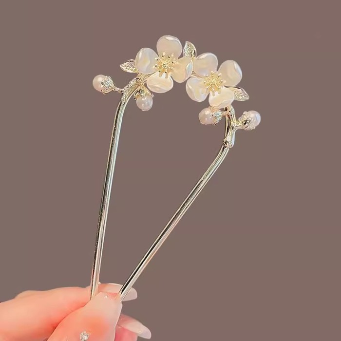1pc, Elegant Retro Tassel Hairpin, Flower Theme Daisy & Rose Design U Shape Hairpin, Women Girls Casual Party Supplies, Princess Fairy Style Hair Accessories, Gift Photo Props
