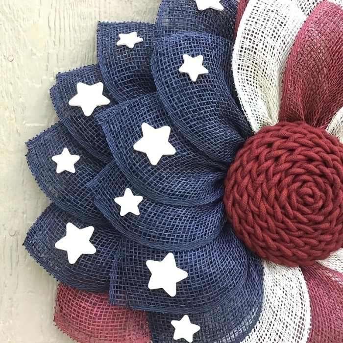 1pc, American Independence Day Garland Patriot Wreath American Star Bar Flag Red White Blue Star Decoration Red Head Garland Door Hanging