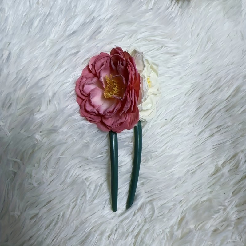 1pc Vintage Style U-Shaped Hairpin For Women, Floral Hair Clip, Traditional Artificial Dried Flower Hair Accessory For Elegant Updos
