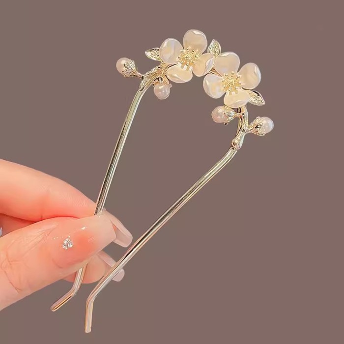 1pc, Elegant Retro Tassel Hairpin, Flower Theme Daisy & Rose Design U Shape Hairpin, Women Girls Casual Party Supplies, Princess Fairy Style Hair Accessories, Gift Photo Props