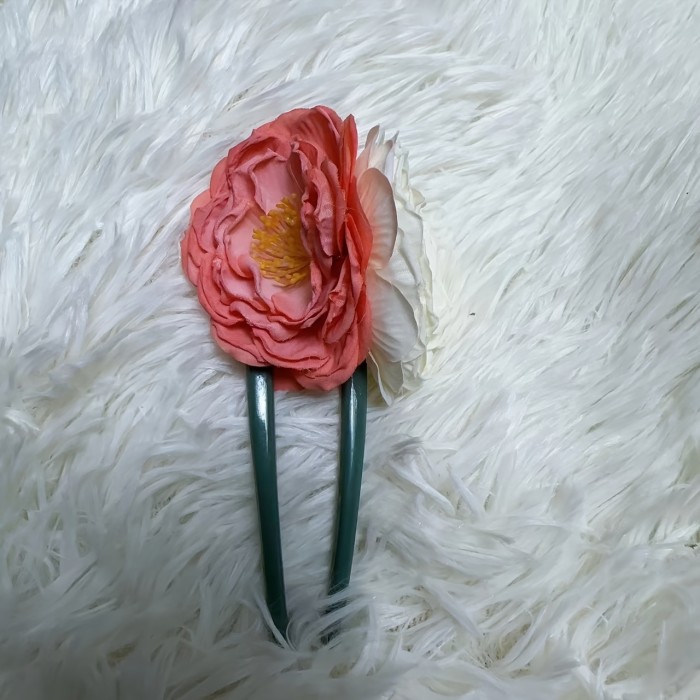 1pc Vintage Style U-Shaped Hairpin For Women, Floral Hair Clip, Traditional Artificial Dried Flower Hair Accessory For Elegant Updos