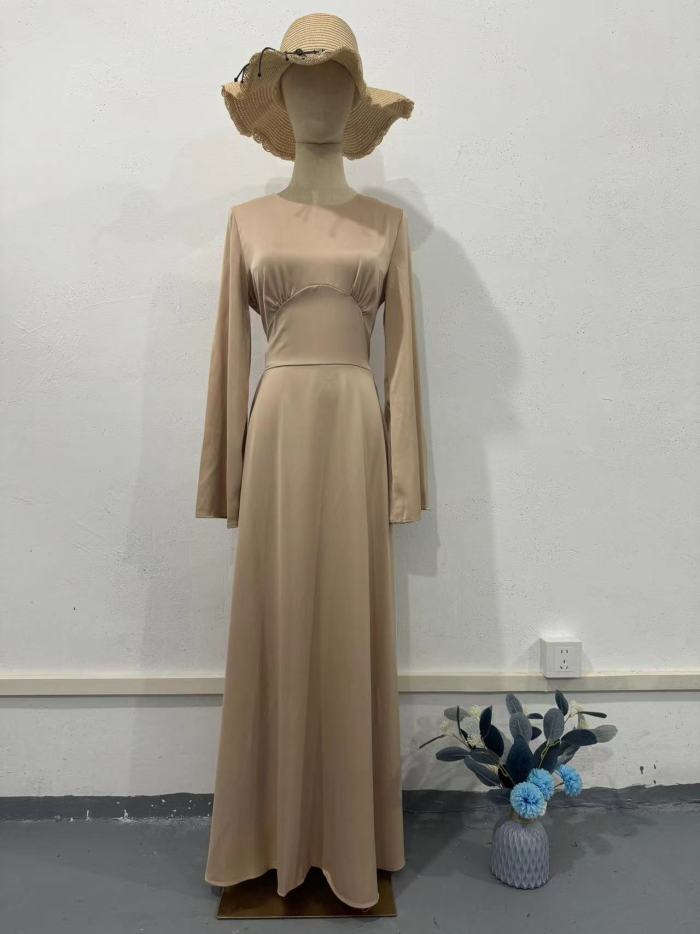 Vintage Patchwork  Elegant Satin Bandage Lace-Up Evening Partywear Long Dress