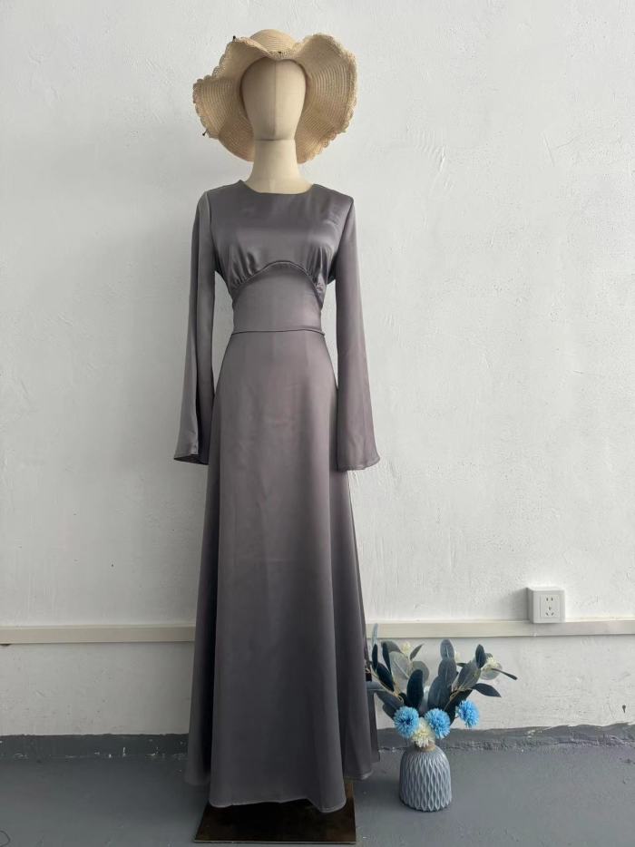Vintage Patchwork  Elegant Satin Bandage Lace-Up Evening Partywear Long Dress