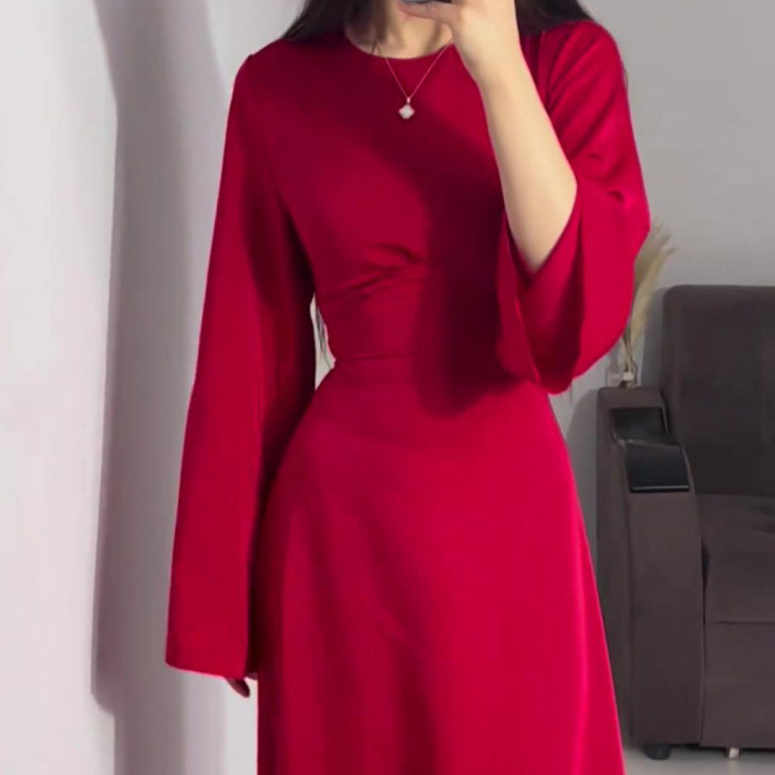 Vintage Patchwork  Elegant Satin Bandage Lace-Up Evening Partywear Long Dress