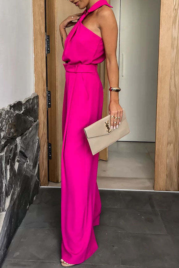 Unique Neckline Design Sleeveless Jumpsuit