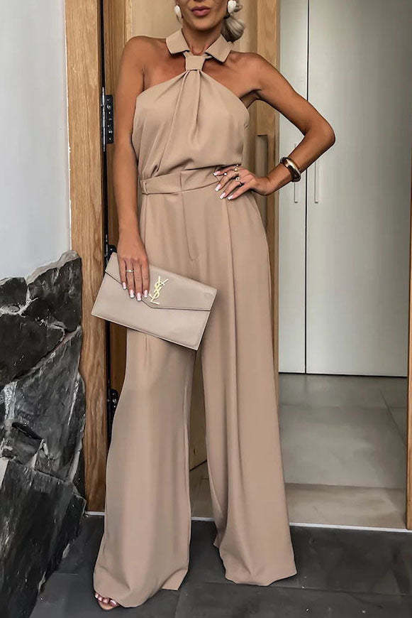 Unique Neckline Design Sleeveless Jumpsuit