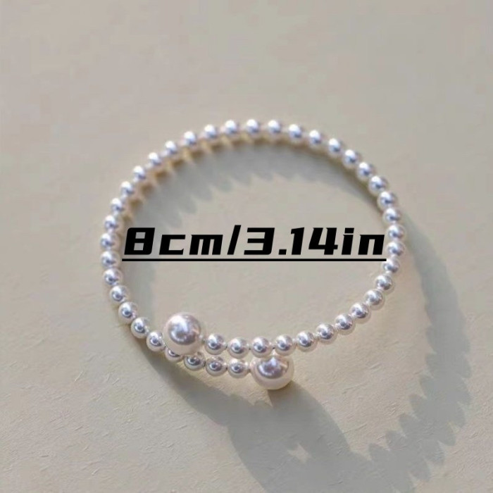 1pc Creative White Faux Pearls Beaded Bracelet, Elegant Birthday Party Jewelry, Anniversary Gift