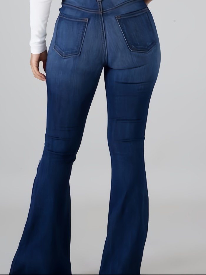 Women's Elastic Waist Flare Hole Rough Side Large Size Jeans High Waist Lift Hip Comfortable Women's Pants