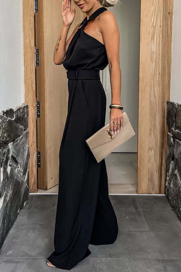 Unique Neckline Design Sleeveless Jumpsuit