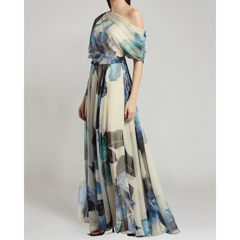Bohemian Bandage Sexy Off-shoulder Slant Neck Print Dress