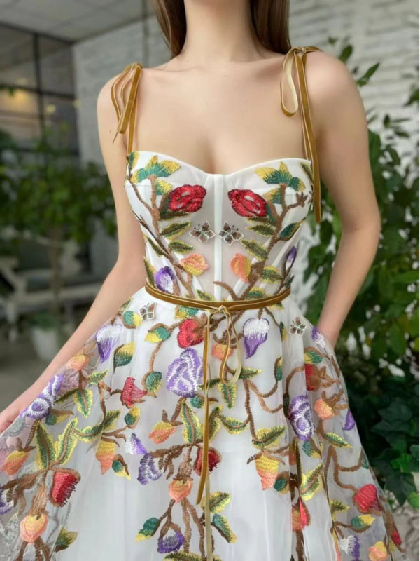 Fashion Party Embroidery Elegant Strapless  Vacation Dresses