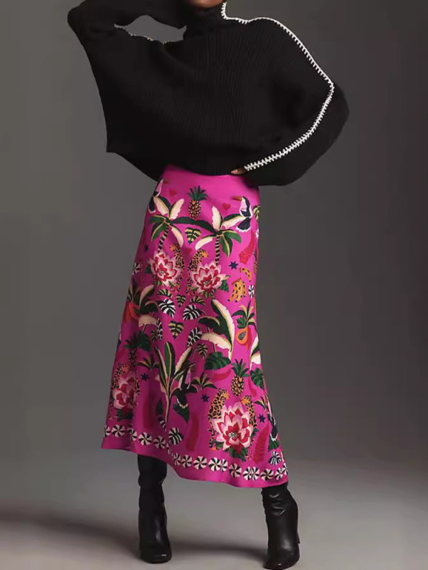 Women's Fashion Casual Stylish Retro Elegant Printed Skirt