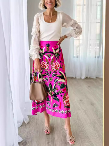 Women's Fashion Casual Stylish Retro Elegant Printed Skirt
