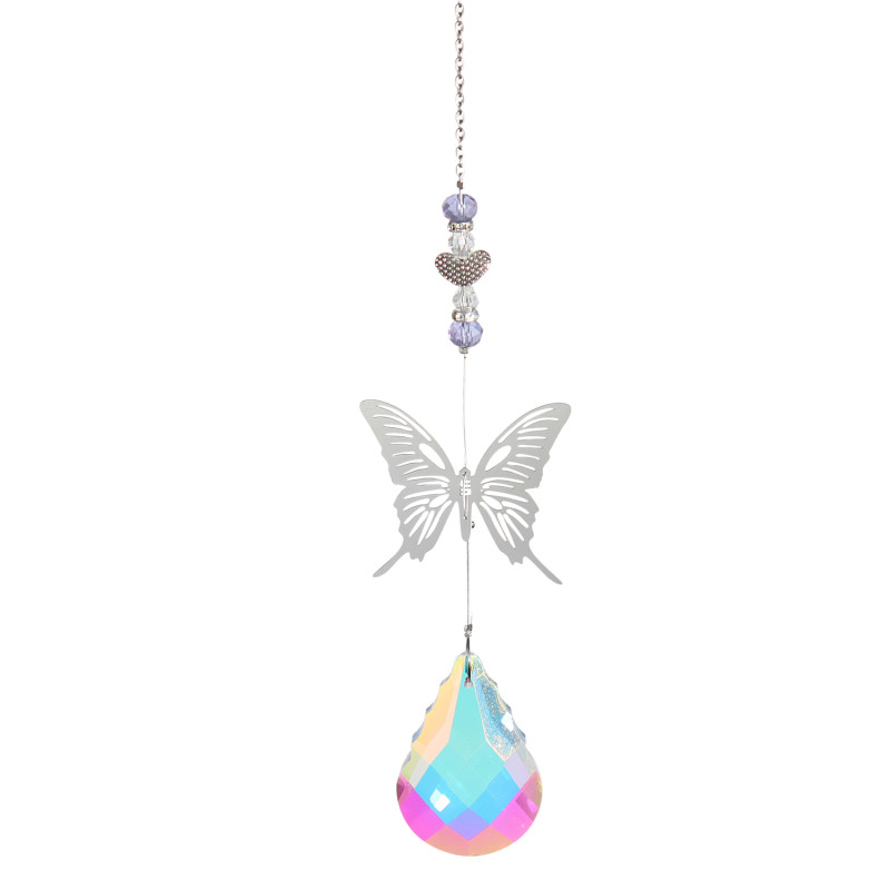 1pc Vibrant Colorful Crystal Suncatcher Pendant - Sparkling Crystal Ball Prism Creates Stunning Rainbow Effect, Captivating Sun Catcher, Dazzling Light Car Pendant Hanging Decoration - Delicate Animal Butterfly Design, Perfect for Home Room Decor, Adds Magic to Wedding Party Decorations, Whimsical Fairy-inspired Theme