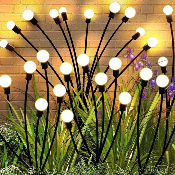 Solar-Powered Firefly Garden Lights - Stainless Steel, LED Illumination for Festive Outdoor Decor, Long-Lasting Pathway Lighting