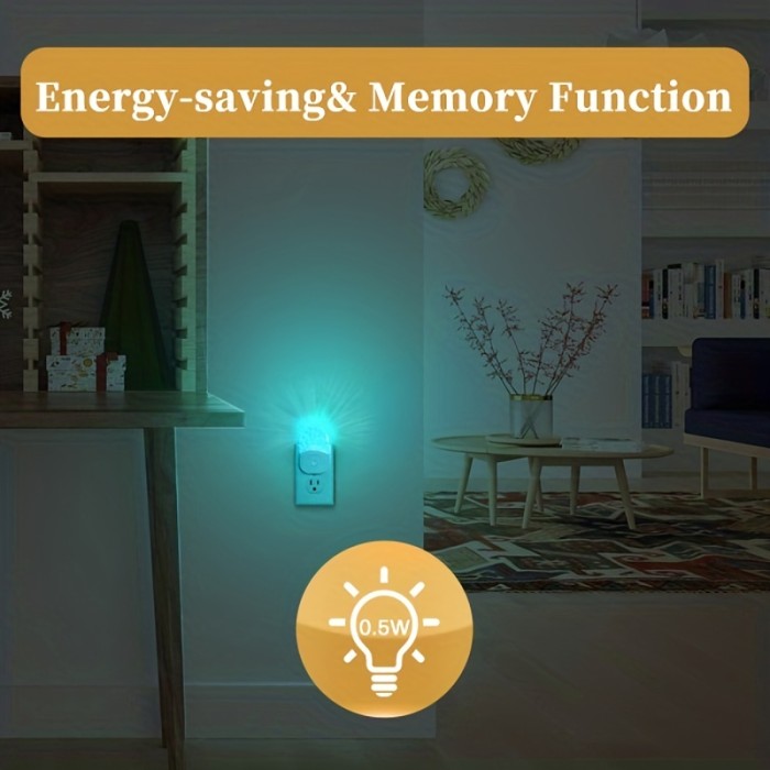 2-Pack LED Night Light with 8-Color RGB, Dimmable & Auto Sensor, Modern Bedroom Lighting – US Plug