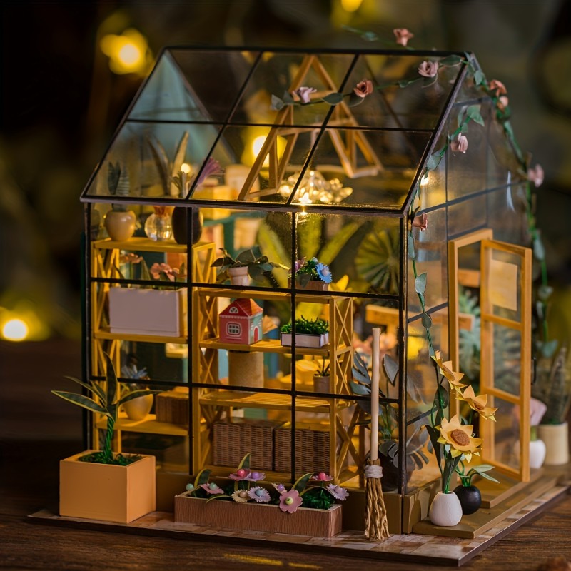 Charming DIY Miniature Garden House - Wooden Artisan Assembly Kit with Realistic Furniture, A Creative Gifting Option for Birthdays & Valentines Day - Unforgettable Craft Experience for Him & Her