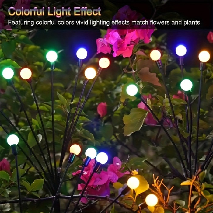 Solar-Powered Firefly Garden Lights - Stainless Steel, LED Illumination for Festive Outdoor Decor, Long-Lasting Pathway Lighting